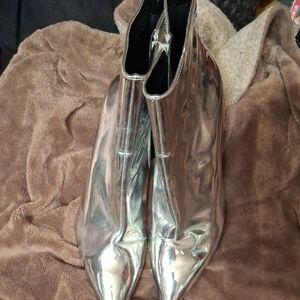 Thalia Sodi Silver Metallic Ankle Booties